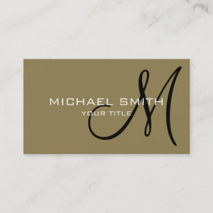 Professional Elegant Monogram Plain Tan Visitekaartje