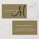Professional Elegant Monogram Plain Tan Visitekaartje (Voorkant / Achterkant)