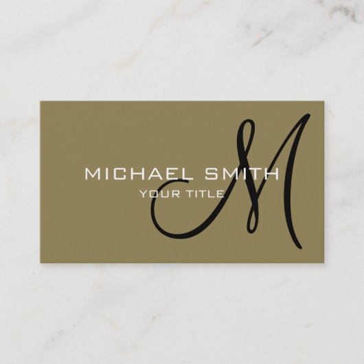 Professional Elegant Monogram Plain Tan Visitekaartje (Voorkant)