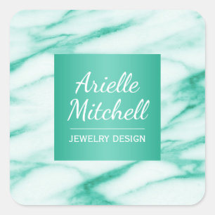 Professional Elegant Turquoise Alabaster Marble Vierkante Sticker