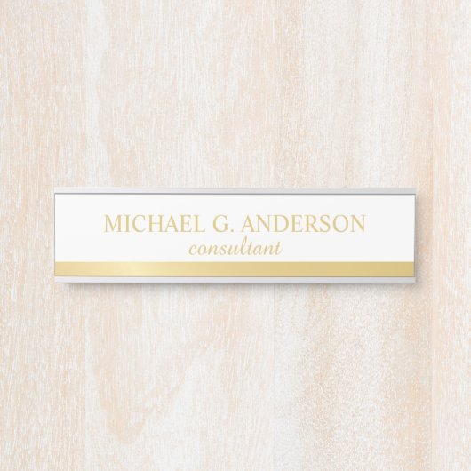 Professional Elegant White en Gold Deurbordje (Voorkant)