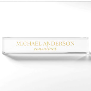 Professional Elegant White en Gold Naambordje