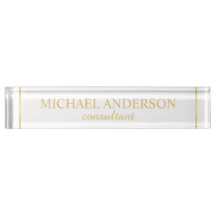 Professional Elegant White en Gold Naambordje