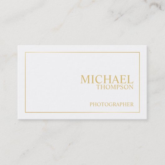 Professional Elegant White en Gold Visitekaartje (Voorkant)