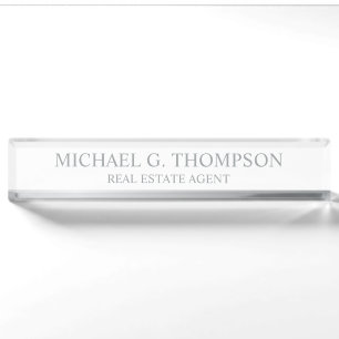Professional Elegant White en Silver Naambordje