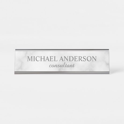 Professional Elegant White Marble Bureau Naambordje (Voorkant)