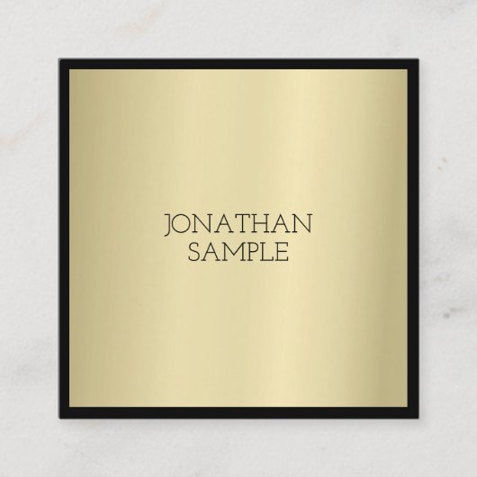 Professional Glamour Gold Elegant Minimalist Plain Vierkante Visitekaartje (Voorkant)