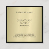 Professional Glamour Gold Elegant Minimalist Plain Vierkante Visitekaartje (Achterkant)