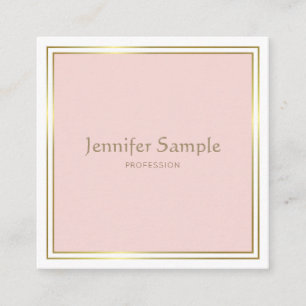 Professional Gold Blush Pink White Modern Luxe Vierkante Visitekaartje