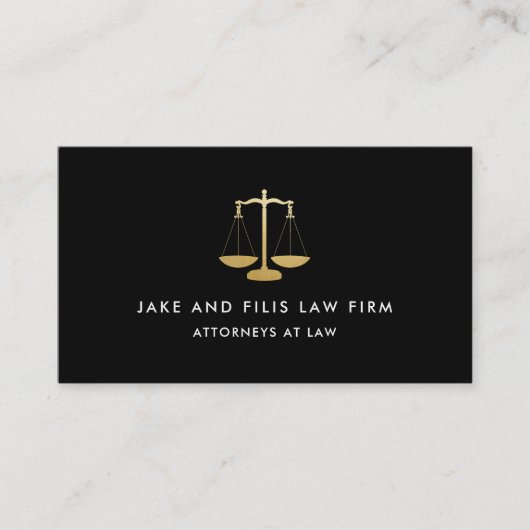 Professional Gold Scales Attorney Law Firma Black Visitekaartje (Voorkant)