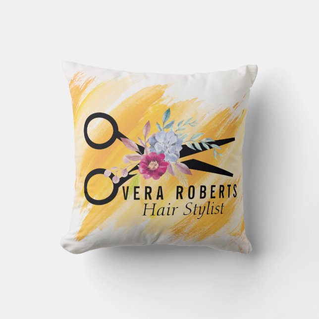 Professional Gold-schaar & Beauty Salon floral Kussen (Voorkant)