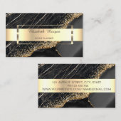Professional Gold Stripe Black Marble Sequins Visitekaartje (Voorkant / Achterkant)