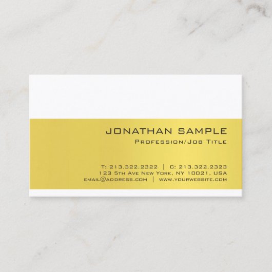 Professional Gold White — Minimalistisch luxeplatf Visitekaartje (Voorkant)