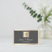 Professional Golden Sepia Logo Gray Monogram Visitekaartje (Staand voorkant)