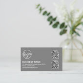 Professional Gray Logo QR Code Modern Visitekaartje (Staand voorkant)