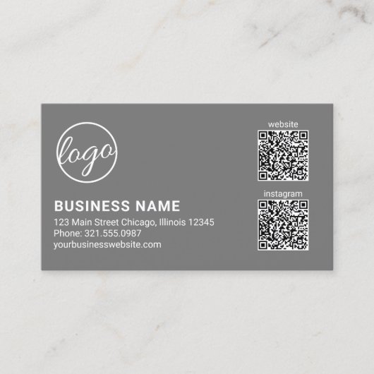 Professional Gray Logo QR Code Modern Visitekaartje (Voorkant)