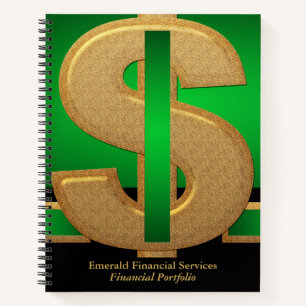 Professional Green Gold Dollar Financial Services Notitieboek