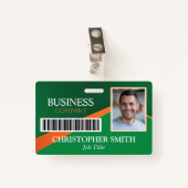 Professional Green Staff ID Badge (Devant avec clip)