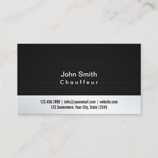 Professional Grey Metal Chauffeur Visitekaartje (Voorkant)