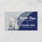 Professional House Cleaning Service Blue Silver Visitekaartje (Voorkant)