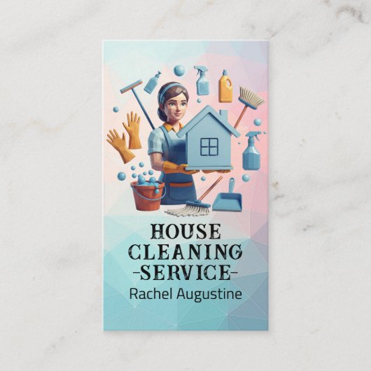 Professional House Cleaning Service Housekeeping Visitekaartje (Voorkant)