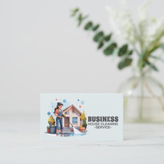 Professional House Cleaning Service Housekeeping Visitekaartje (Staand voorkant)