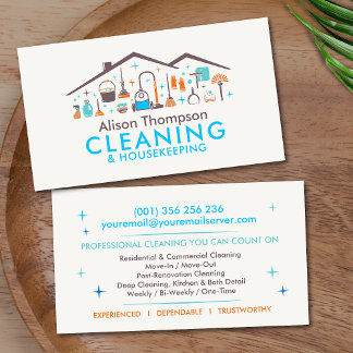 Professional House Cleaning Services Business Card Visitekaartje