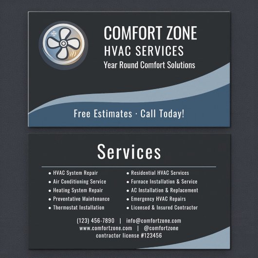 Professional HVAC Heating & Air Conditioning Visitekaartje