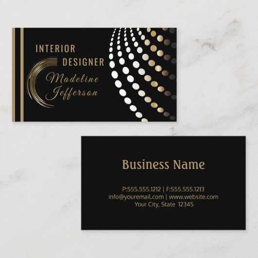 Professional Interior Designer - Gold en zwart Visitekaartje (Voorkant / Achterkant)