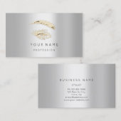 Professional Lashes Brows Makeup Logo Gold Grey Visitekaartje (Voorkant / Achterkant)