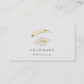 Professional Lashes Brows Makeup Logo Gold Grey Visitekaartje (Voorkant)