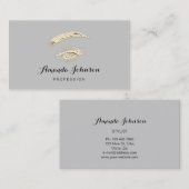 Professional Lashes Brows Makeup Logo Gold Grey Visitekaartje (Voorkant / Achterkant)