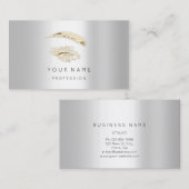 Professional Lashes Brows Makeup Logo Gold Silver Visitekaartje (Voorkant / Achterkant)