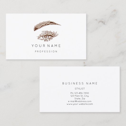 Professional Lashes Brows Makeup Logo Roos Blush Visitekaartje (Voorkant / Achterkant)