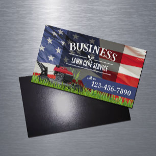 Professional Lawn Care & Landscapapaping US-vlag Magnetisch Visitekaartje