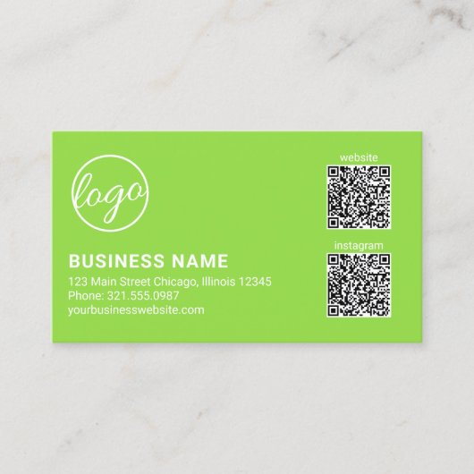Professional Lime Green Logo QR Code Modern Visitekaartje (Voorkant)