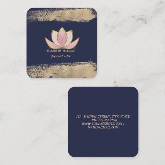 Professional Lotus Flower Gold Bruske Vierkante Visitekaartje (Voorkant / Achterkant)