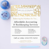 Professional Luxe Faux Gold Numbers Accountant Flyer (Enkel)