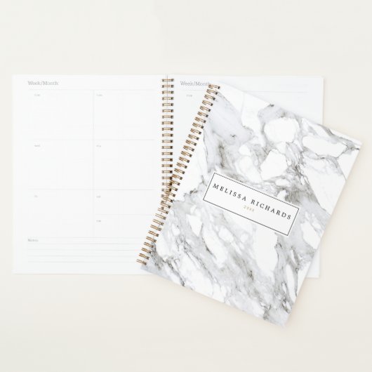 Professional Luxe minimalistische witte marmer Planner (Display)