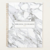 Professional Luxe minimalistische witte marmer Planner (Voorkant)
