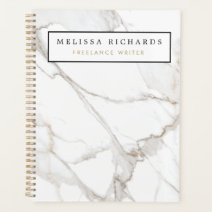 Professional Luxe minimalistische witte marmer Planner