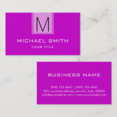 Professional Magenta Solid Color Monogram Visitekaartje (Voorkant / Achterkant)