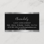 Professional Makeup Artist Gray Silver Eyelash Visitekaartje (Achterkant)