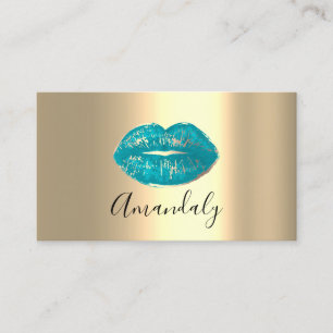 Professional Makeup Artist Kiss Lips Blue Gold Visitekaartje