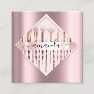 Professional Makeup Artist Logo Penselen Roos Blus Vierkante Visitekaartje