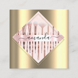 Professional Makeup Artist Logo Penselen Roos Gold Vierkante Visitekaartje
