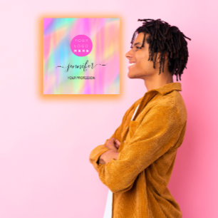 Professional Makeup Boutique Logo QR code Roze Vierkante Visitekaartje