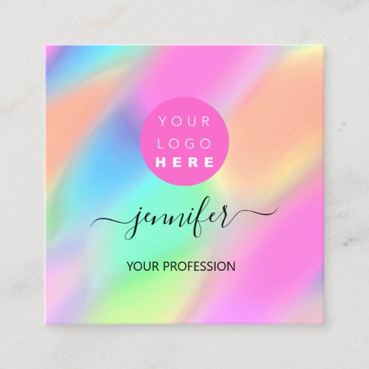 Professional Makeup Boutique Logo QRCode Unique Vierkante Visitekaartje (Voorkant)