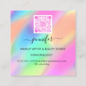 Professional Makeup Boutique Logo QRCode Unique Vierkante Visitekaartje (Achterkant)
