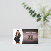 Professional Marsala Ombre Glitter Custom Photo QR Visitekaartje (Staand voorkant)